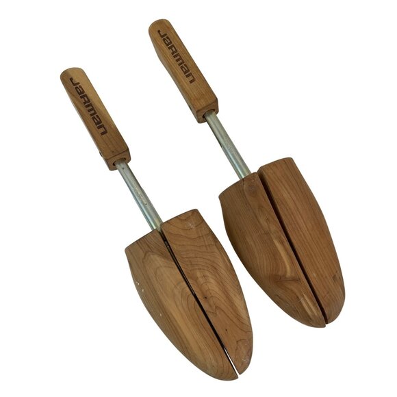 VTG Jarman L Wood Shoe Trees By Rochester Adjustable Cedar Shoe Stretchers 8372 - Picture 1 of 7
